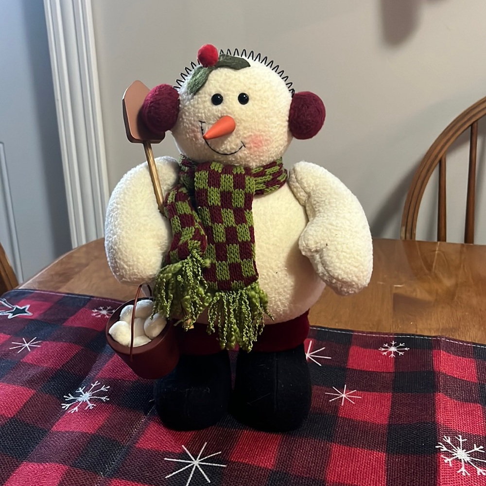 Freestanding Snowman with Scarf & Earmuffs